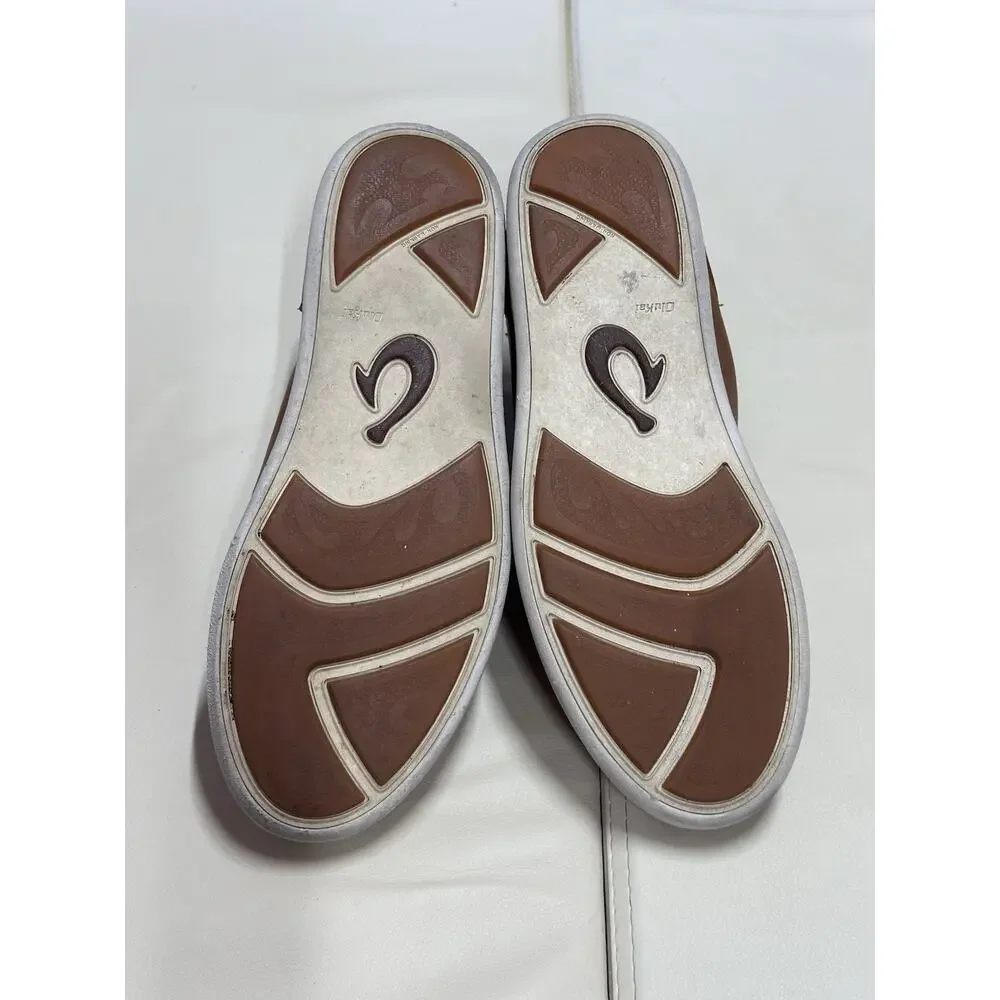 Olukai Nalukai Brown Leather Slip On Drop in Heel Loafer Shoes Men's Size US 9